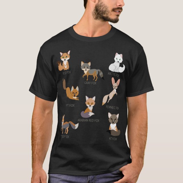 Camiseta Cinza Fox Kit Fox Tibetan Fox Artic Fox Swift Fox (Frente)