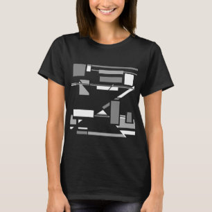 Camiseta Cinza Geométrica da Design de Arte Amarela Branca