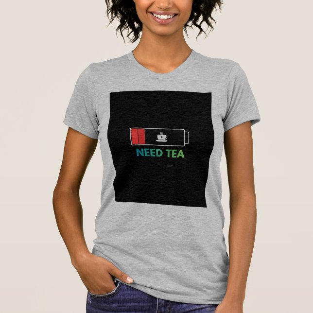 Camiseta cinza Heather com design de chá (Frente)