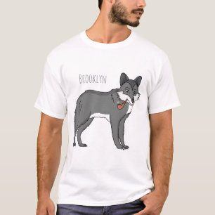 Camiseta Cinza lobo com ilustração de desenho animado