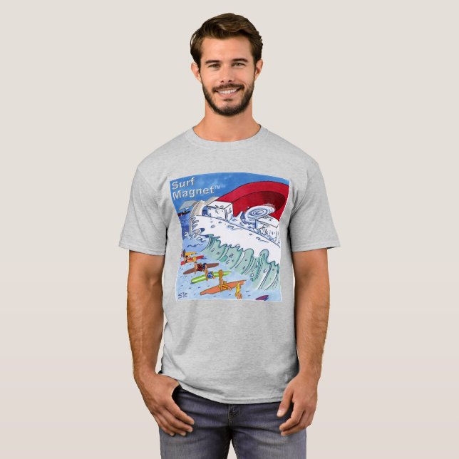 Camiseta cinza masculina Surf Magnet (Frente Completa)
