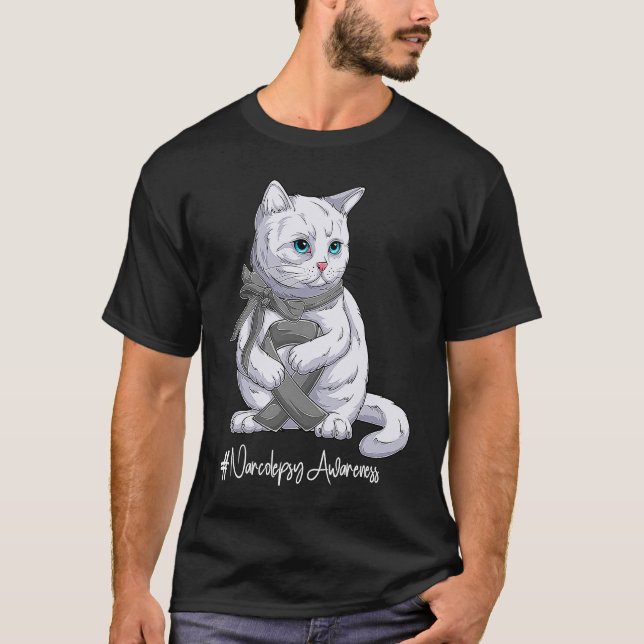 Camiseta Cinza Nacional de Consciência da Narcolepsia Mês R (Frente)