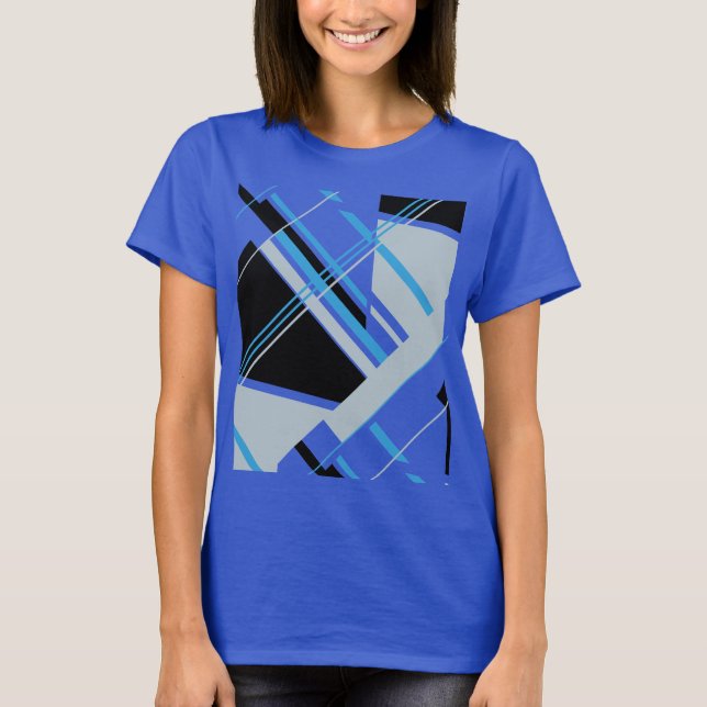 Camiseta Cinza Negra Azul, Escória MCM Olhar Abstrato Geomé (Frente)