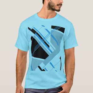 Camiseta Cinza Negra Azul Moderna Arte Medley de Formas Des