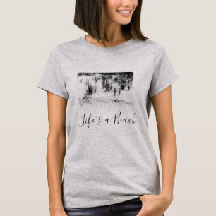 Camiseta cinza Negra "Life's Beach" Foto motivacional
