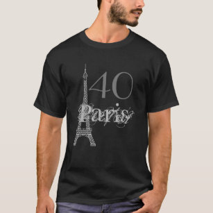 Camiseta Cinza Negra Paris Eiffel Tower France aniversário 