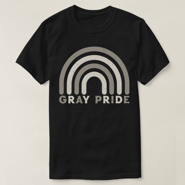 Camiseta Cinza Orgulho Retro do Arco-Íris (Frente do Design)