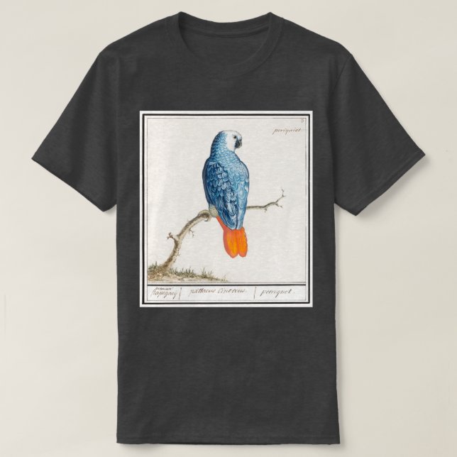 Camiseta Cinza papagaio-de-cauda-vermelha psittacus erithac (Frente do Design)