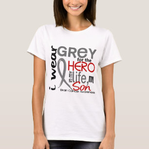Camiseta Cinza para meu cancro cerebral do filho do herói