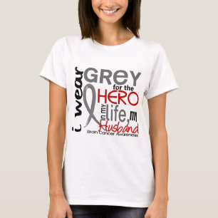 Camiseta Cinza para meu cancro cerebral do marido do herói