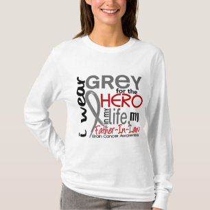 Camiseta Cinza para meu cancro cerebral do sogro do herói 