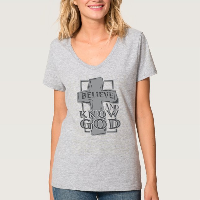 Camiseta Cinza Pedra com Cruz Cristã de Cristo (Frente)