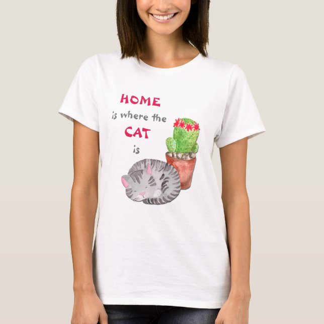 Camiseta Cinza por Cat Home (Frente)