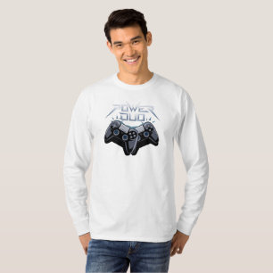 Camiseta Cinza Power Duo Sleek Jogando T-Shirt de Longa Dis