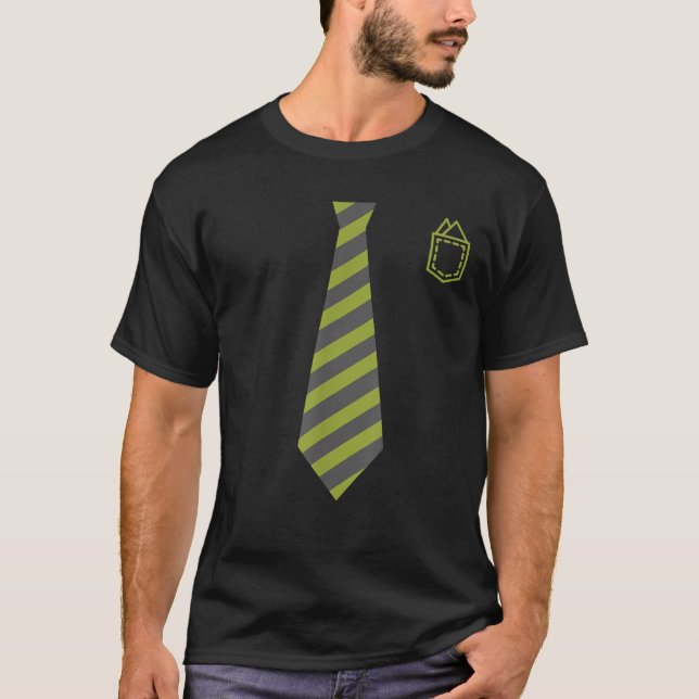 Camiseta Cinza Preto e Arco Verde Tuxedo Torna Falso (Frente)