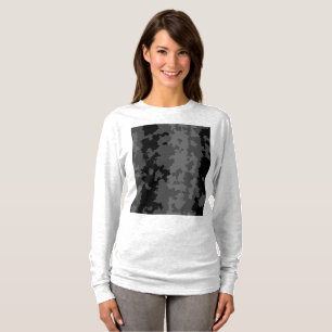 Camiseta Cinza Preto Padrão Abstrato Irregular Design 