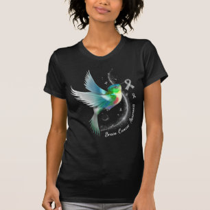 Camiseta Cinza Ribbon Hummingbird Cancer de consciência Mon