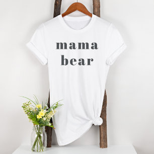 Camiseta Cinza Rosa Tipografia Garota Maternidade Mama Bear