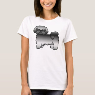 Camiseta Cinza Shih Tzu Cute Cartoon Dog Ilustração
