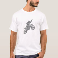 Camiseta Cinza Silhueta de Piloto de Motocross