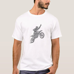 Camiseta Cinza Silhueta de Piloto de Motocross