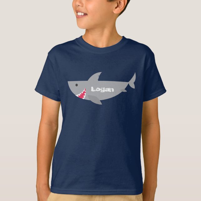 Camiseta Cinza Sorrindo Tee De Tubarão (Frente)