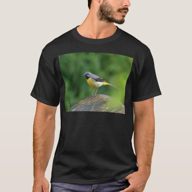 Camiseta Cinza Wagtail - pássaro (Frente)