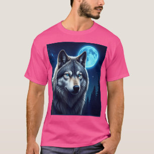 Camiseta Cinza Wolf Caçando Terra Icy Moon Forest Wolf Moon
