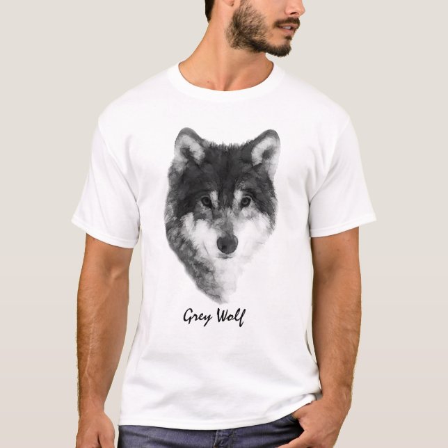Camiseta Cinza Wolf elegante personalizável (Frente)