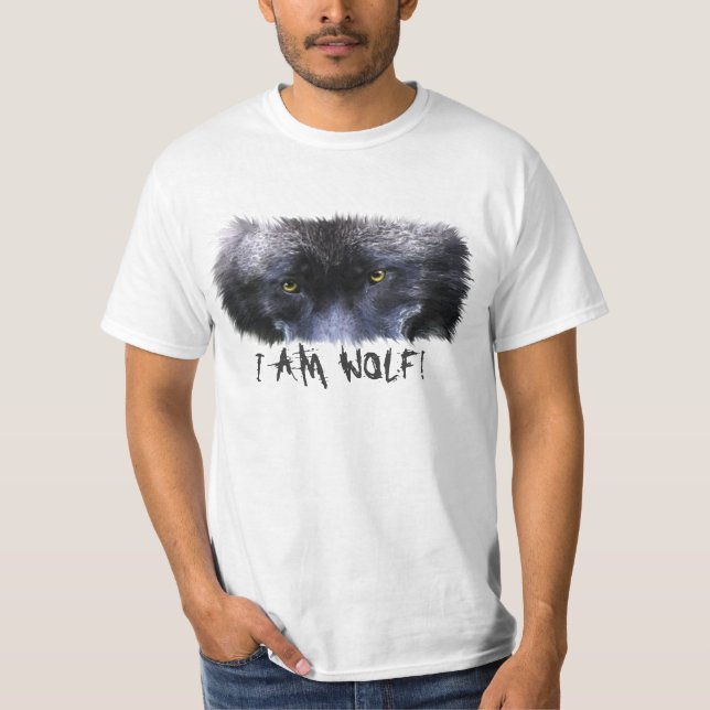 Camiseta Cinza Wolf Eyes "I Am Wolf" Willife Art (Frente)
