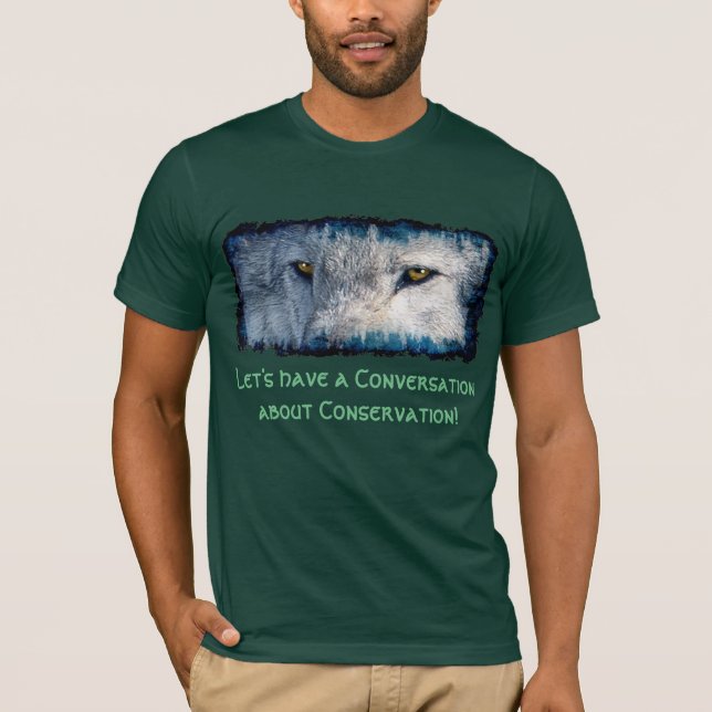 Camiseta Cinza Wolf Eyes Wildlife Conservation T-Shirt (Frente)