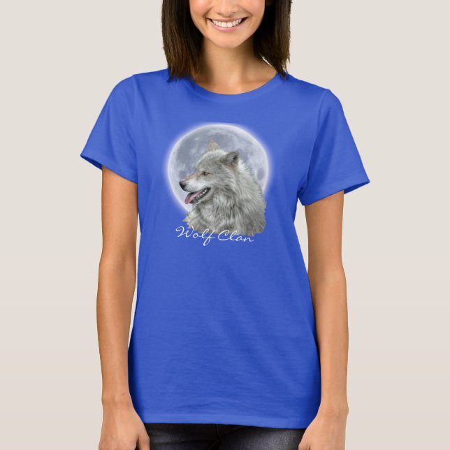 Camiseta Cinza Wolf & Full Moon WOLF CLAN Willife Art (Frente)