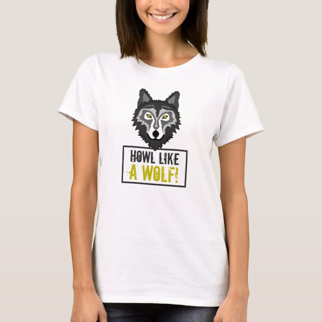 Camiseta Cinza Wolf, Howl Como um Lobo (Frente)