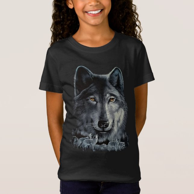 Camiseta Cinza Wolf Kids - Brilha na impressão escura (Frente)