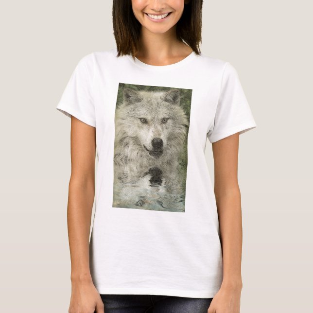 Camiseta Cinza Wolf Pencil Sketch Wildlife Art Gift (Frente)
