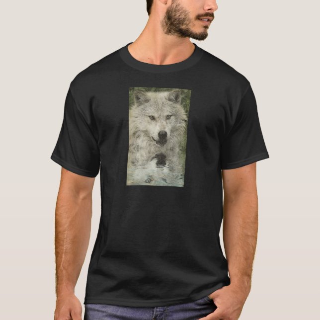 Camiseta Cinza Wolf Pencil Sketch Wildlife Art Gift (Frente)