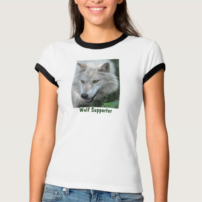 Camiseta Cinza Wolf Portrait Wildlife T-Shirt (Frente)