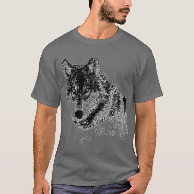 Camiseta Cinza Wolf Sketch (Frente)