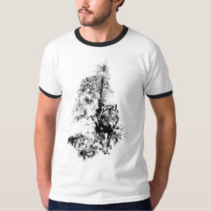 Camiseta Cinzas De Arte Gráfica Wolf Wildlife Animal Natur