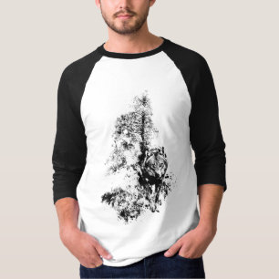Camiseta Cinzas De Arte Gráfica Wolf Wildlife Animal Natur