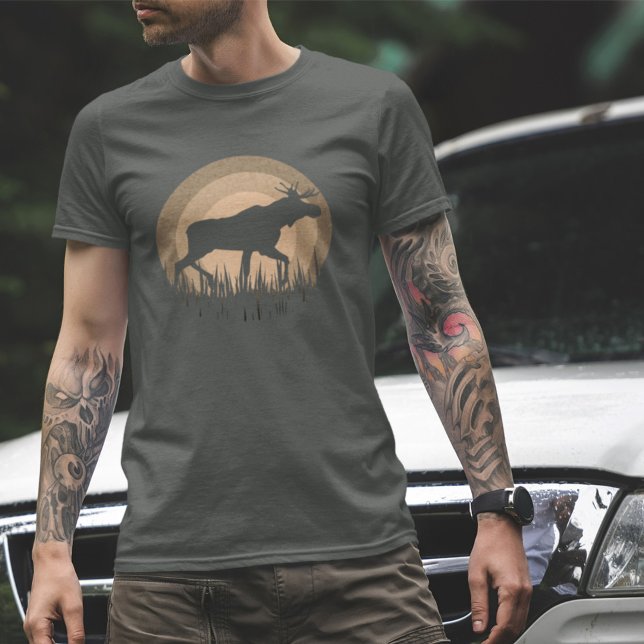 Camiseta Cinzas De Pêssego Da Silhueta De Moso Ultramarino (Criador carregado)