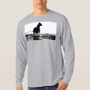 Camiseta Cinzas Elegantes Modelo de Cavalo em pop de Arte