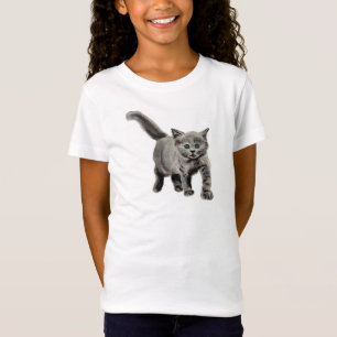 Camiseta Cinzas Gatinhos Crianças Gatinhas Gatinhas Enxerto