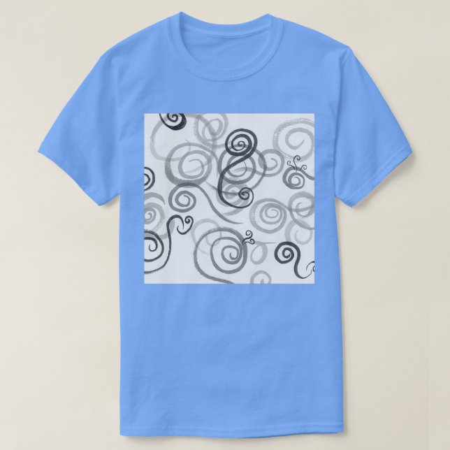 Camiseta Cinzas Monocromáticas Linhas Orgânicas Semádicas C (Frente do Design)