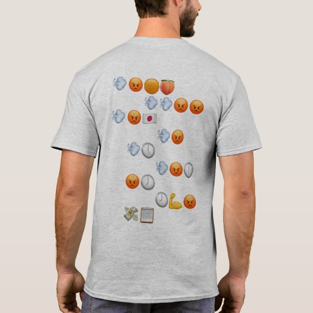 Camiseta Cinzas, palavras Emoji rápidas e furiosas, "T-Shir (Verso)