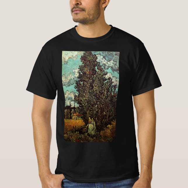 Camiseta Ciprestes e Duas Mulheres de Vincent van Gogh (Frente)