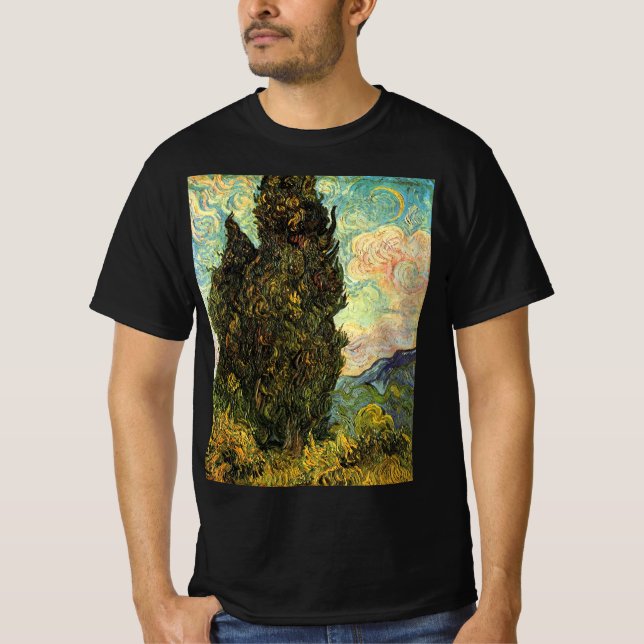 Camiseta Ciprestes por Vincent van Gogh (Frente)