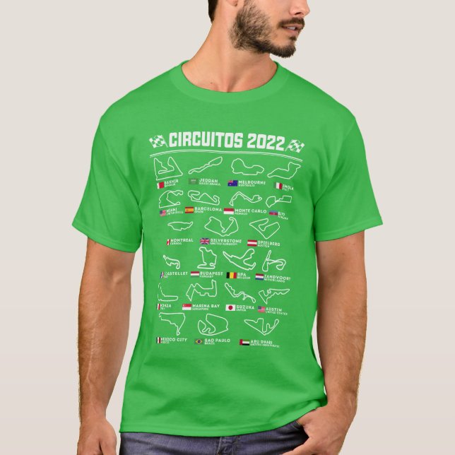 Camiseta Circuitos Carros de Fórmula Um Presente Espanhol (Frente)