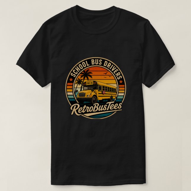 Camiseta Circular de Motorista de Ônibus Escolar V (Frente do Design)