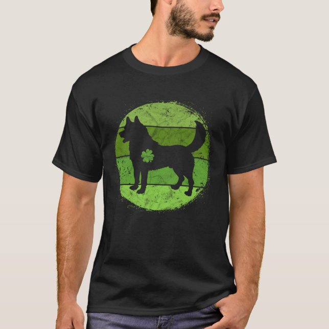 Camiseta Circular Husky Irish Shamrock  Dog St Patrick s Da (Frente)
